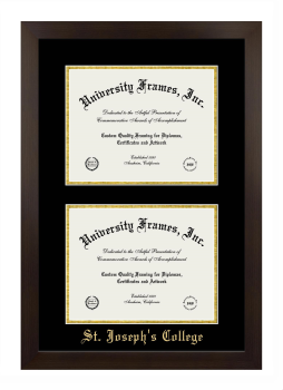 Double Degree (Stacked) Frame in Manhattan Espresso with Black & Gold Mats for DOCUMENT: 8 1/2"H X 11"W  , DOCUMENT: 8 1/2"H X 11"W  