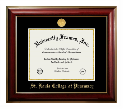 Diploma Frame in Classic Mahogany with Gold Trim with Black & Gold Mats for DOCUMENT: 8 1/2"H X 11"W  