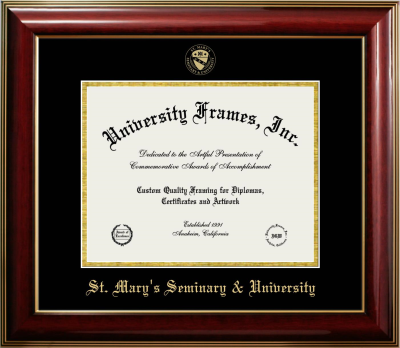 Diploma Frame in Classic Mahogany with Gold Trim with Black & Gold Mats for DOCUMENT: 8 1/2"H X 11"W  