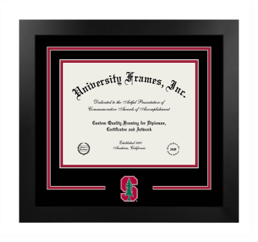 Logo Mat Frame in Manhattan Black with Black & Crimson Mats for DOCUMENT: 8 1/2"H X 11"W  