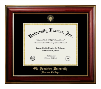 Diploma Frame in Classic Mahogany with Gold Trim with Black & Gold Mats for DOCUMENT: 8 1/2"H X 11"W  