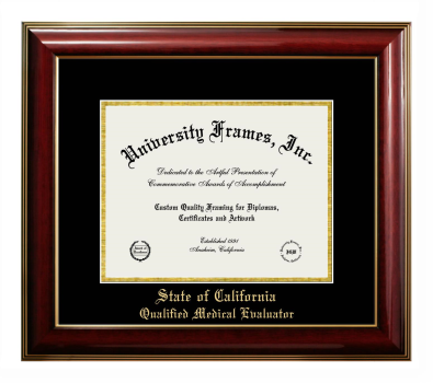 Diploma Frame in Classic Mahogany with Gold Trim with Black & Gold Mats for DOCUMENT: 8 1/2"H X 11"W  