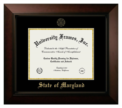 Diploma Frame in Legacy Black Cherry with Black & Gold Mats for DOCUMENT: 8 1/2"H X 11"W  