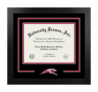 Logo Mat Frame in Manhattan Black with Black & Crimson Mats for DOCUMENT: 8 1/2"H X 11"W  