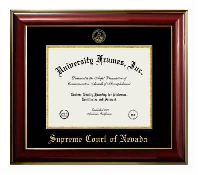 Diploma Frame in Classic Mahogany with Gold Trim with Black & Gold Mats for DOCUMENT: 8 1/2"H X 11"W  