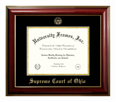 Diploma Frame in Classic Mahogany with Gold Trim with Black & Gold Mats for DOCUMENT: 8 1/2"H X 11"W  