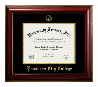 Diploma Frame in Classic Mahogany with Gold Trim with Black & Gold Mats for DOCUMENT: 8 1/2"H X 11"W  