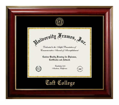 Diploma Frame in Classic Mahogany with Gold Trim with Black & Gold Mats for DOCUMENT: 8 1/2"H X 11"W  