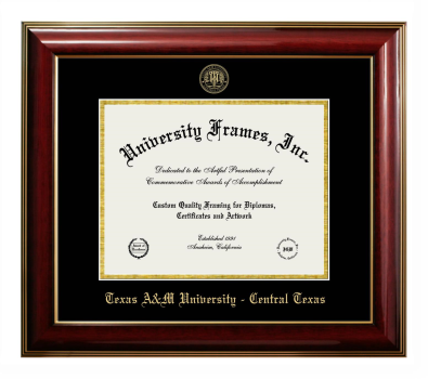 Diploma Frame in Classic Mahogany with Gold Trim with Black & Gold Mats for DOCUMENT: 8 1/2"H X 11"W  