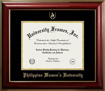 Diploma Frame in Classic Mahogany with Gold Trim with Black & Gold Mats for DOCUMENT: 8 1/2"H X 11"W  