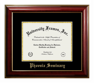 Diploma Frame in Classic Mahogany with Gold Trim with Black & Gold Mats for DOCUMENT: 8 1/2"H X 11"W  