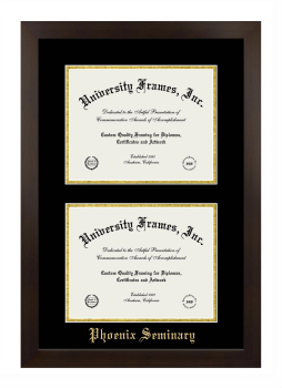 Double Degree (Stacked) Frame in Manhattan Espresso with Black & Gold Mats for DOCUMENT: 8 1/2"H X 11"W  , DOCUMENT: 8 1/2"H X 11"W  