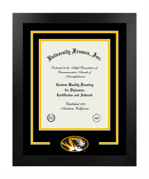 Logo Mat Frame in Manhattan Black with Black & Amber Mats for  11"H X 8 1/2"W  