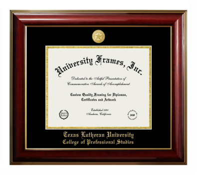 Diploma Frame in Classic Mahogany with Gold Trim with Black & Gold Mats for DOCUMENT: 8 1/2"H X 11"W  