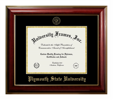 Diploma Frame in Classic Mahogany with Gold Trim with Black & Gold Mats for DOCUMENT: 8 1/2"H X 11"W  