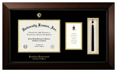 Diploma with Announcement & Tassel Box Frame in Legacy Black Cherry with Black & Gold Mats for DOCUMENT: 8 1/2"H X 11"W  ,  7"H X 4"W  