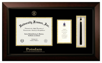 Diploma with Announcement & Tassel Box Frame in Legacy Black Cherry with Black & Gold Mats for DOCUMENT: 8 1/2"H X 11"W  ,  7"H X 4"W  