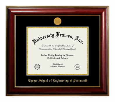 Thayer School of Engineering at Dartmouth Diploma Frame in Classic Mahogany with Gold Trim with Black & Gold Mats for DOCUMENT: 8 1/2"H X 11"W  