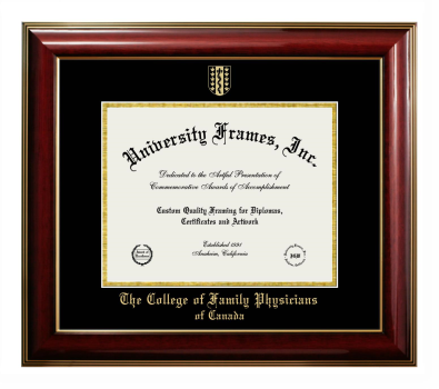 Diploma Frame in Classic Mahogany with Gold Trim with Black & Gold Mats for DOCUMENT: 8 1/2"H X 11"W  