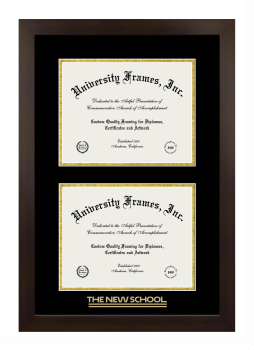 Double Degree (Stacked) Frame in Manhattan Espresso with Black & Gold Mats for DOCUMENT: 8 1/2"H X 11"W  , DOCUMENT: 8 1/2"H X 11"W  