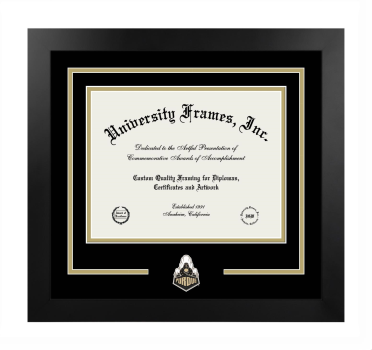 Logo Mat Frame in Manhattan Black with Black & Tan Mats for DOCUMENT: 8 1/2"H X 11"W  