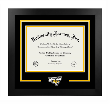 Logo Mat Frame in Manhattan Black with Black & Amber Mats for DOCUMENT: 8 1/2"H X 11"W  