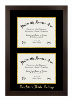 Double Degree (Stacked) Frame in Manhattan Espresso with Black & Gold Mats for DOCUMENT: 8 1/2"H X 11"W  , DOCUMENT: 8 1/2"H X 11"W  