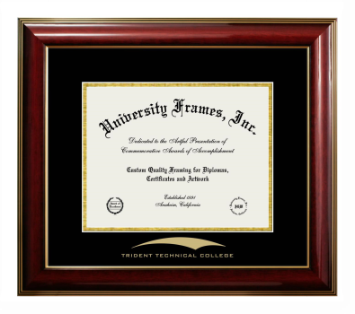 Diploma Frame in Classic Mahogany with Gold Trim with Black & Gold Mats for DOCUMENT: 8 1/2"H X 11"W  