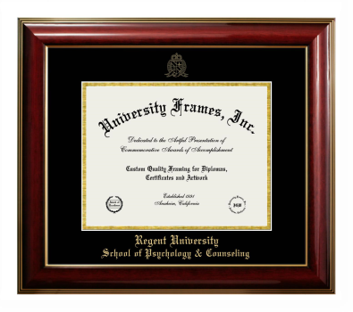 Diploma Frame in Classic Mahogany with Gold Trim with Black & Gold Mats for DOCUMENT: 8 1/2"H X 11"W  