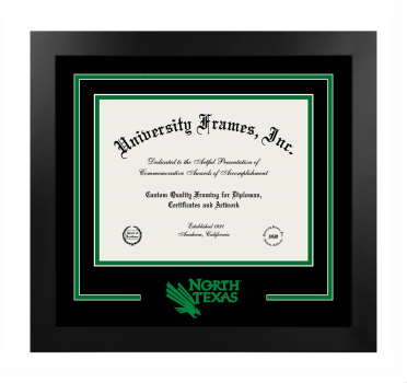 Logo Mat Frame in Manhattan Black with Black & Kelly Green Mats for DOCUMENT: 8 1/2"H X 11"W  