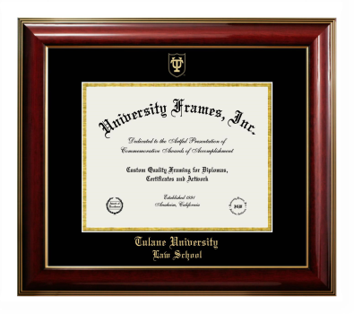 Diploma Frame in Classic Mahogany with Gold Trim with Black & Gold Mats for DOCUMENT: 8 1/2"H X 11"W  