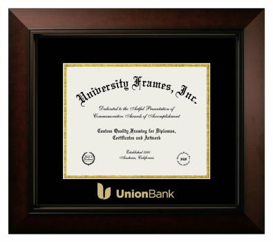 Diploma Frame in Legacy Black Cherry with Black & Gold Mats for DOCUMENT: 8 1/2"H X 11"W  