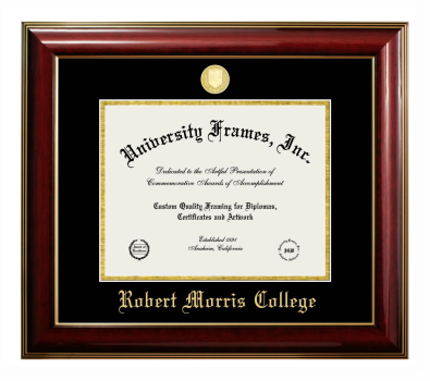 Diploma Frame in Classic Mahogany with Gold Trim with Black & Gold Mats for DOCUMENT: 8 1/2"H X 11"W  