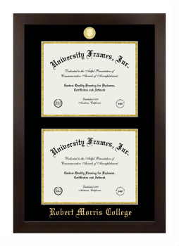 Double Degree (Stacked) Frame in Manhattan Espresso with Black & Gold Mats for DOCUMENT: 8 1/2"H X 11"W  , DOCUMENT: 8 1/2"H X 11"W  