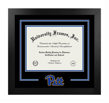 Logo Mat Frame in Manhattan Black with Black & Royal Blue Mats for DOCUMENT: 8 1/2"H X 11"W  