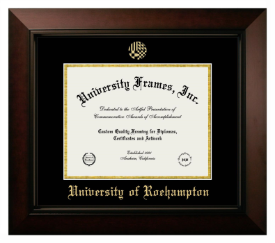 University of Roehampton Diploma Frame in Legacy Black Cherry with Black & Gold Mats for DOCUMENT: 8 1/2"H X 11"W  