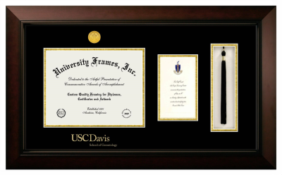 Diploma with Announcement & Tassel Box Frame in Legacy Black Cherry with Black & Gold Mats for DOCUMENT: 8 1/2"H X 11"W  ,  7"H X 4"W  