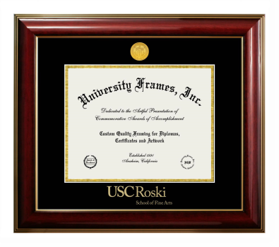 Diploma Frame in Classic Mahogany with Gold Trim with Black & Gold Mats for DOCUMENT: 8 1/2"H X 11"W  