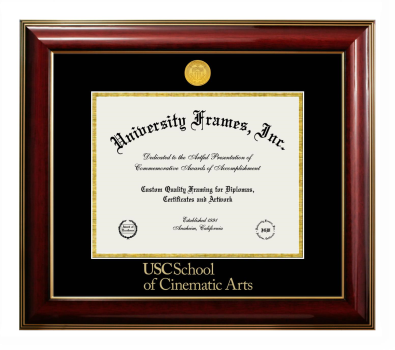 Diploma Frame in Classic Mahogany with Gold Trim with Black & Gold Mats for DOCUMENT: 8 1/2"H X 11"W  