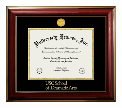 Diploma Frame in Classic Mahogany with Gold Trim with Black & Gold Mats for DOCUMENT: 8 1/2"H X 11"W  