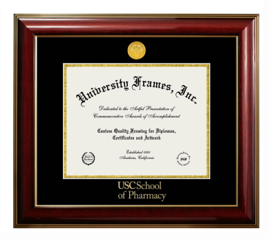 Diploma Frame in Classic Mahogany with Gold Trim with Black & Gold Mats for DOCUMENT: 8 1/2"H X 11"W  