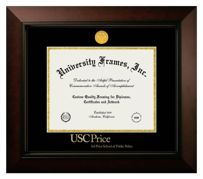 Diploma Frame in Legacy Black Cherry with Black & Gold Mats for DOCUMENT: 8 1/2"H X 11"W  