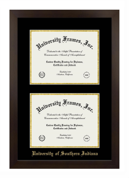 Double Degree (Stacked) Frame in Manhattan Espresso with Black & Gold Mats for DOCUMENT: 8 1/2"H X 11"W  , DOCUMENT: 8 1/2"H X 11"W  