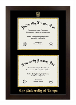 Double Degree (Stacked) Frame in Manhattan Espresso with Black & Gold Mats for DOCUMENT: 8 1/2"H X 11"W  , DOCUMENT: 8 1/2"H X 11"W  