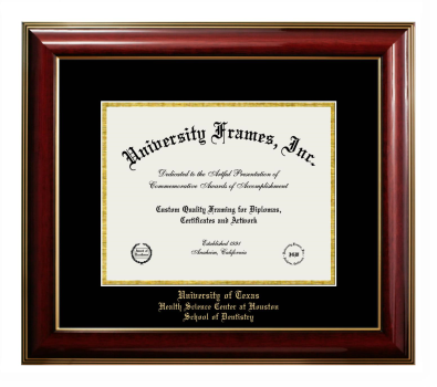 Diploma Frame in Classic Mahogany with Gold Trim with Black & Gold Mats for DOCUMENT: 8 1/2"H X 11"W  