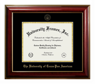 University of Texas-Pan American Diploma Frame in Classic Mahogany with Gold Trim with Black & Gold Mats for DOCUMENT: 8 1/2"H X 11"W  