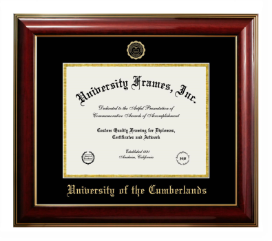 University of the Cumberlands Diploma Frame in Classic Mahogany with Gold Trim with Black & Gold Mats for DOCUMENT: 8 1/2"H X 11"W  