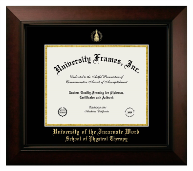 Diploma Frame in Legacy Black Cherry with Black & Gold Mats for DOCUMENT: 8 1/2"H X 11"W  