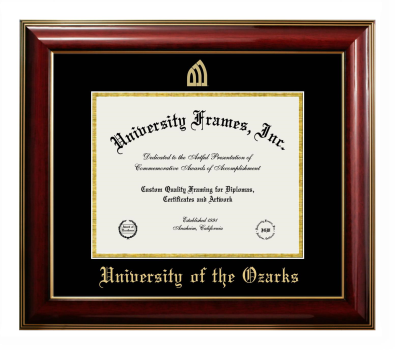 Diploma Frame in Classic Mahogany with Gold Trim with Black & Gold Mats for DOCUMENT: 8 1/2"H X 11"W  