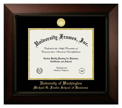 Diploma Frame in Legacy Black Cherry with Black & Gold Mats for DOCUMENT: 8 1/2"H X 11"W  